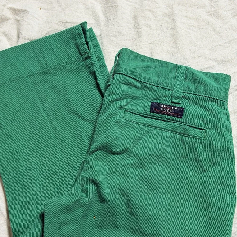 Vintage Ralph Lauren Girls Size 10 Chino Pants Green Straight Leg